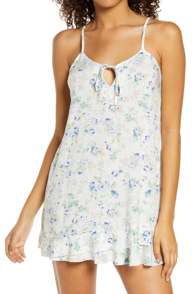 Katie Check Chemise, Main, color, IVORY EGRET FADED FLORAL