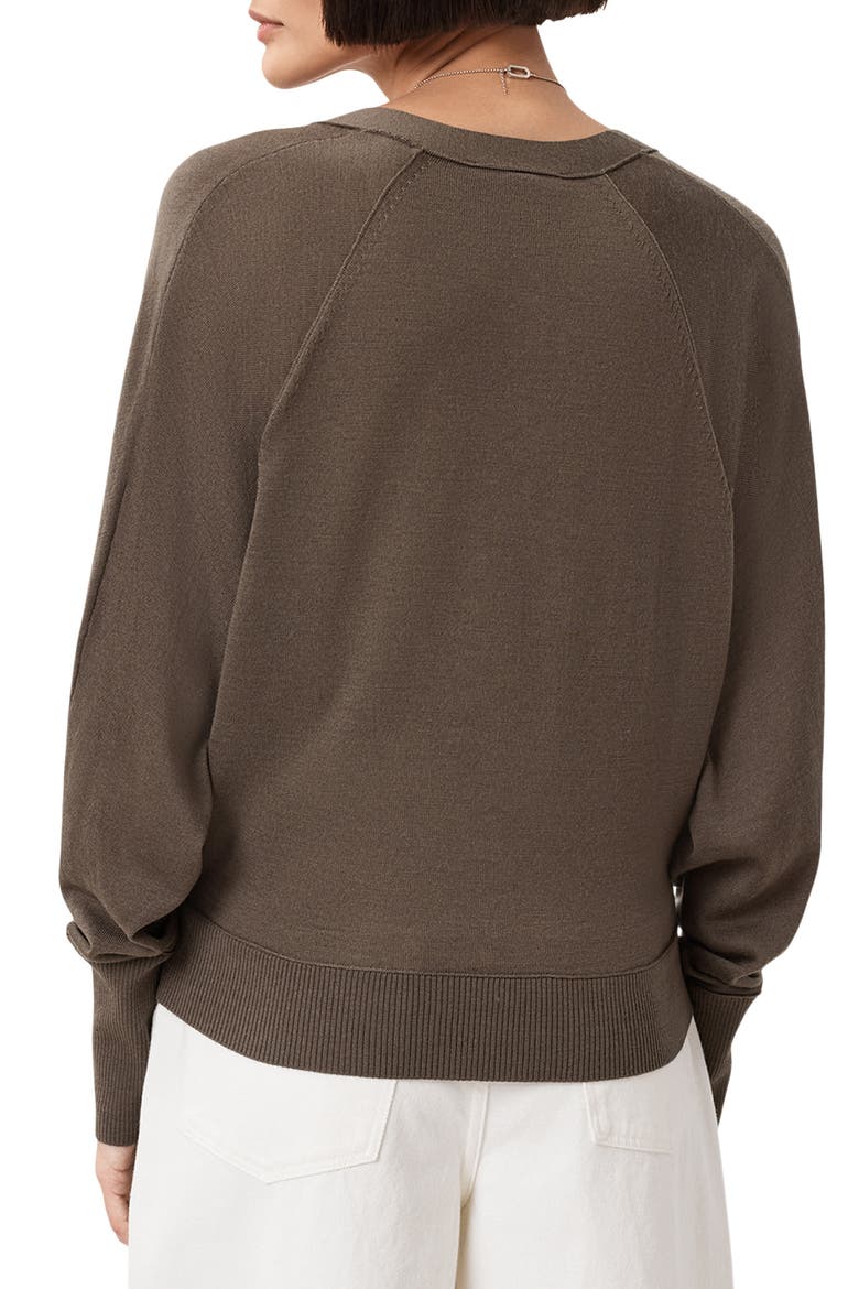 Honor V Merino Wool Cardigan, Alternate, color, WALNUT BROWN