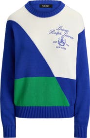Lauren Ralph Lauren Colorblock Embroidered Sweater
