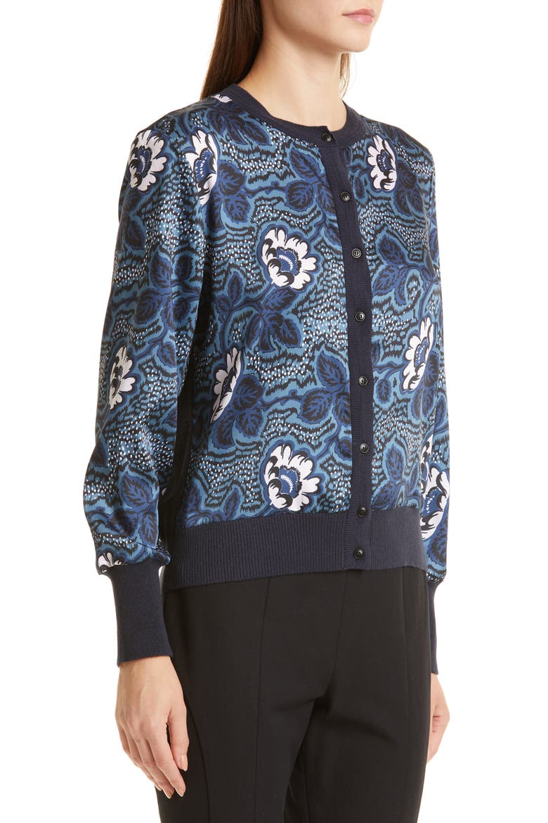 Ryviad Floral Cardigan, Alternate, color, NAVY
