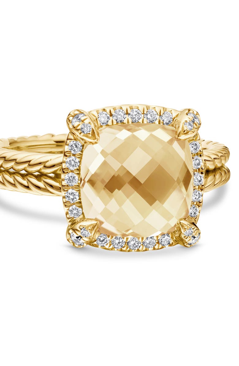 David Yurman Châtelaine Pavé Bezel Ring with Diamonds in 18K Gold, 9mm, Alternate, color, 