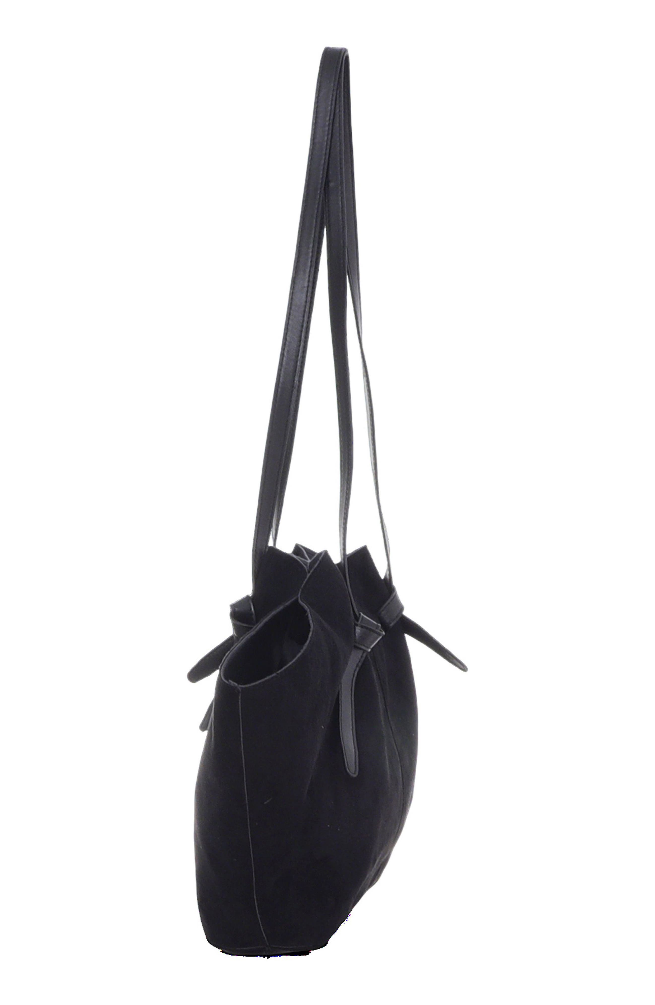 Large Faux Leather Tote, Alternate, color, BLACK