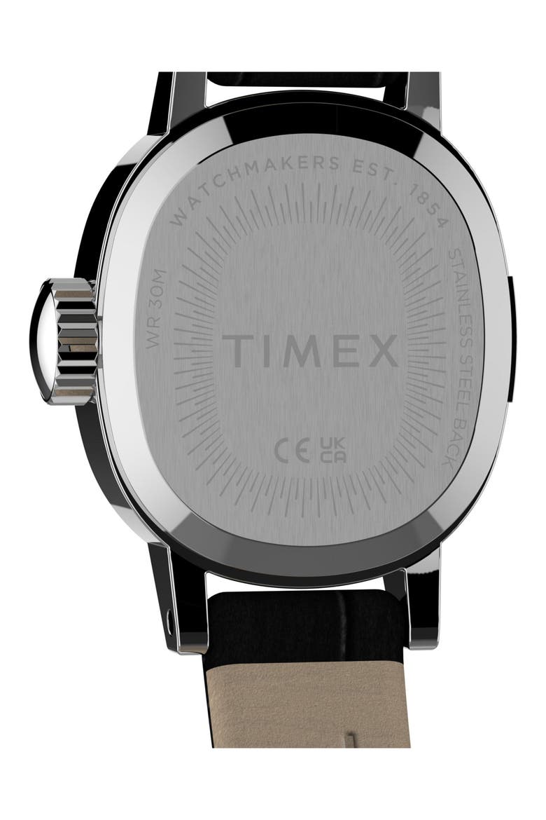 Cavatina Leather Strap Watch, Alternate, color, BLACK