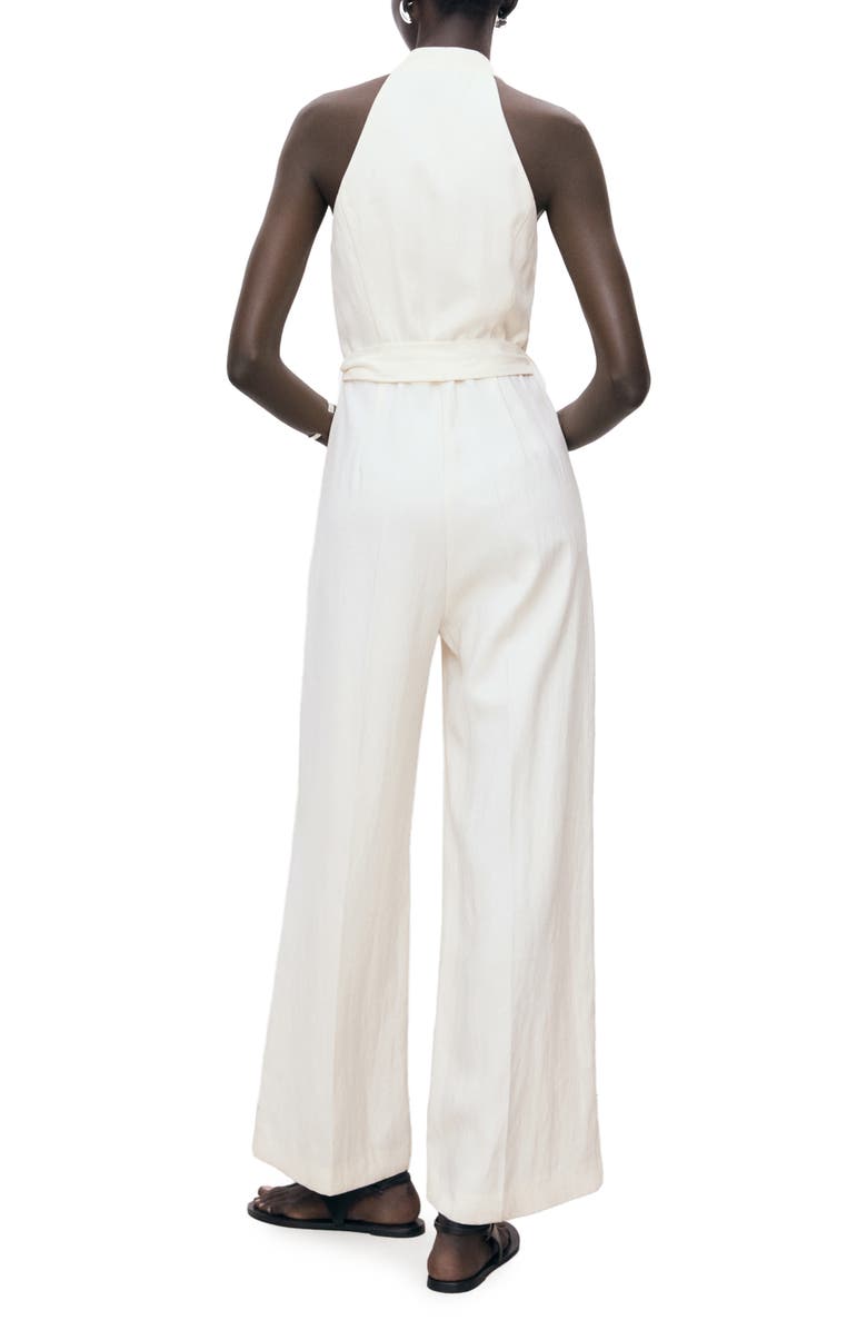 MANGO Sleeveless Tie Waist Jumpsuit, Alternate, color,