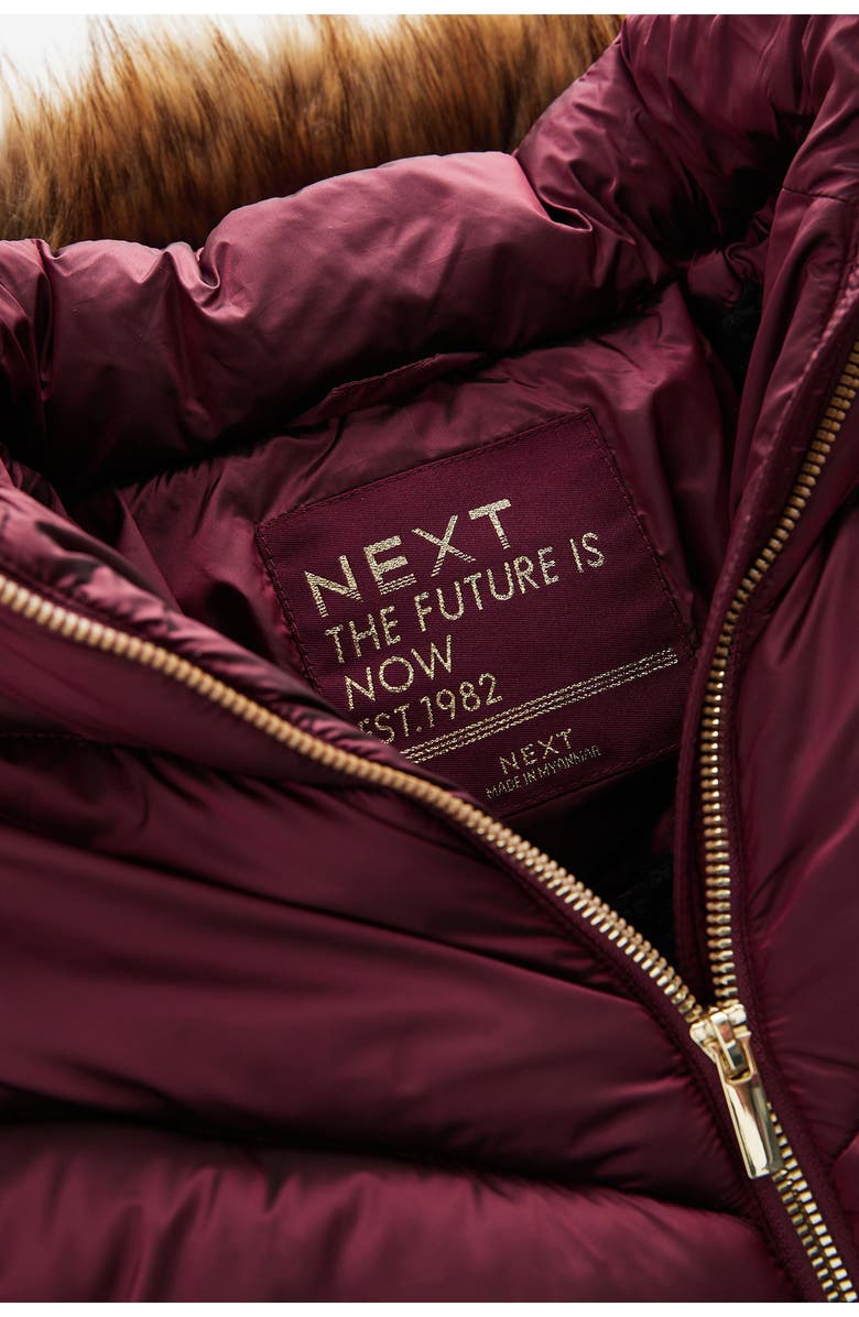 NEXT Kids' Hooded Puffer Coat with Faux Fur Trim, Alternate, color, 