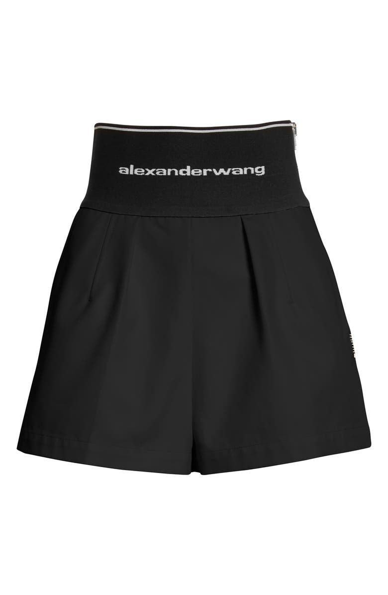 Alexander Wang Carrot High Waist Logo Shorts, Alternate, color, Black