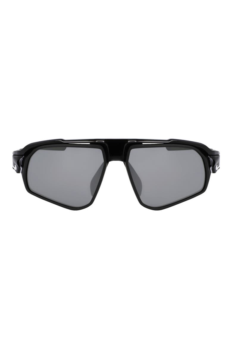 Flyfree 72mm Rectangular Sunglasses, Main, color, BLACK / SILVER FLASH/ VOLT