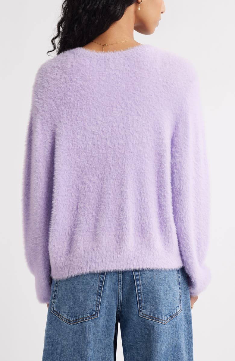 BP. Fuzzy Scoop Neck Cardigan, Alternate, color, Purple Feminine