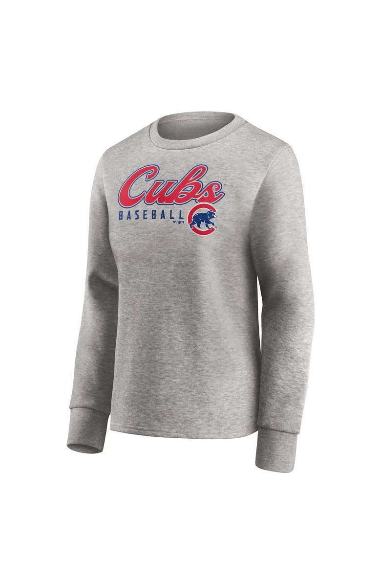 FANATICS Women's Fanatics Branded Heathered Gray Chicago Cubs Crew Pullover Sweater, Alternate, color, 