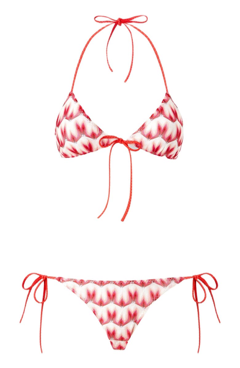 Missoni Triangle Bikini In Viscose With Floral Motif, Alternate, color, Multicoloured