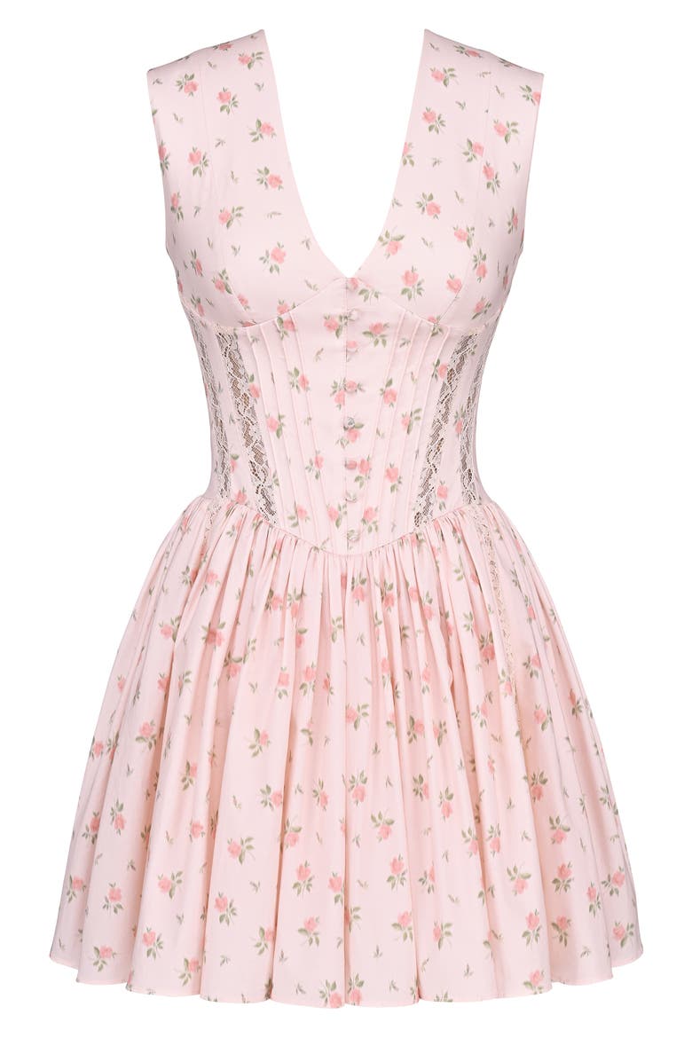 Carmel Floral Print Minidress, Alternate, color, PINK