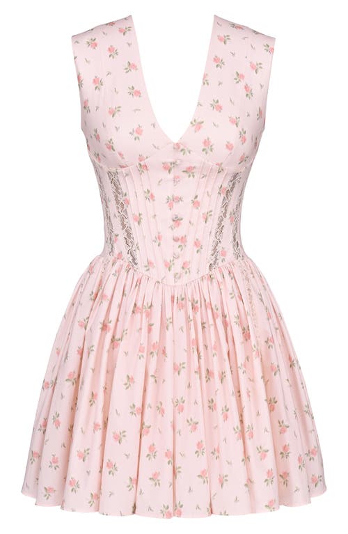 House Of Cb Womens Cloud Dancer Carmel Floral-print Stretch-cotton Mini Dress In Pink