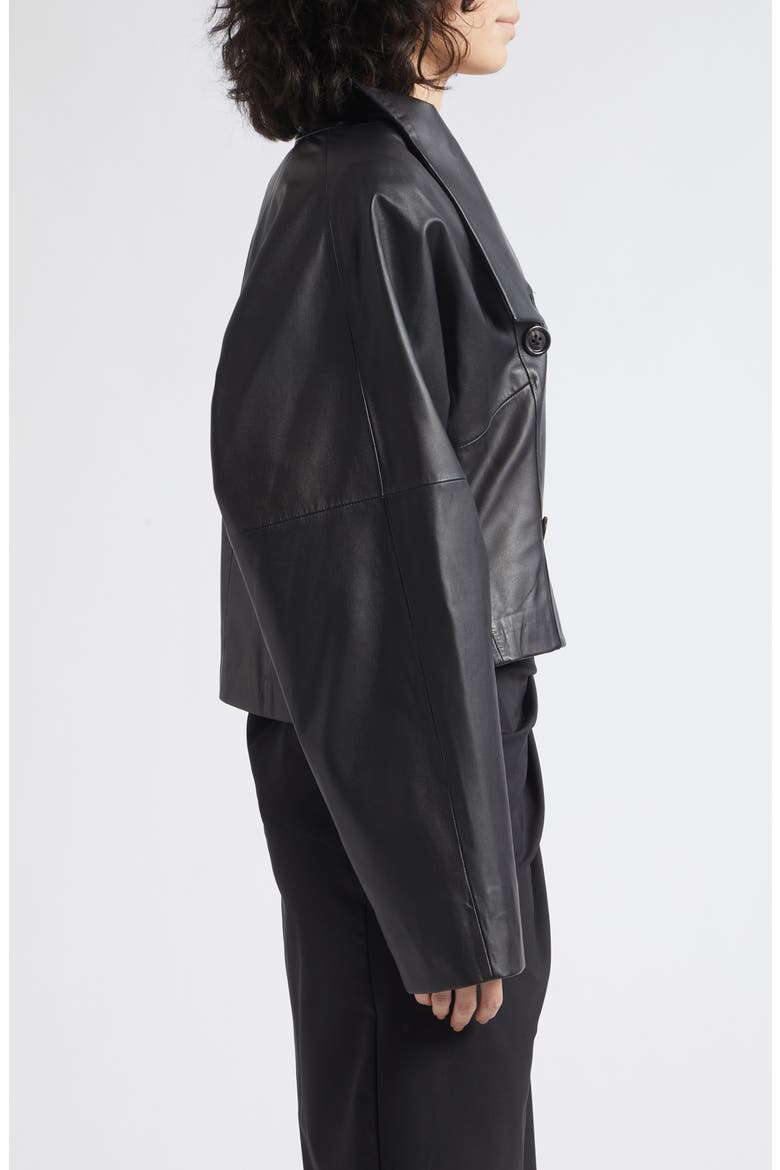 Leather Double Breasted Jacket, Alternate, color, BLACK