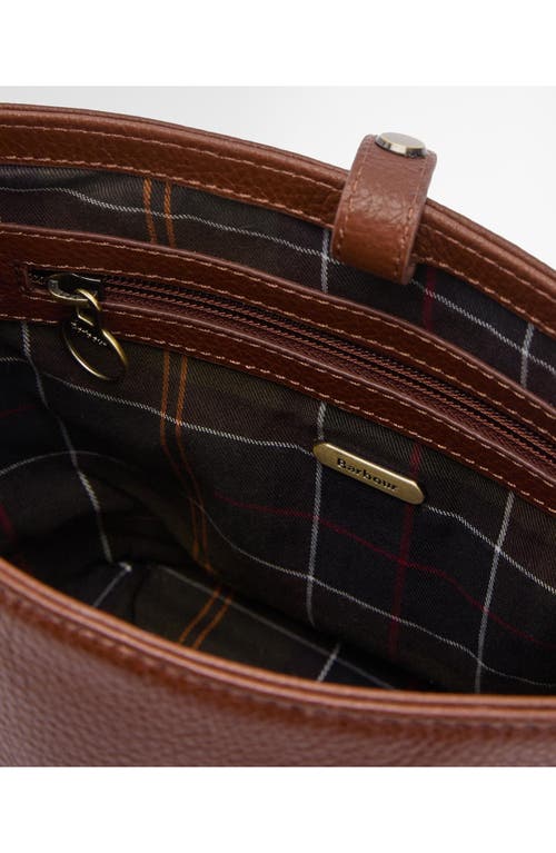 Barbour Cedar Leather Bucket Tote In Brown