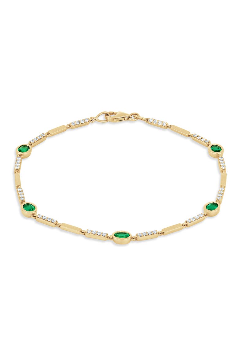 El Mar 18k Gold Emerald and Diamond Station Bracelet, Alternate, color, 18K YELLOW GOLD