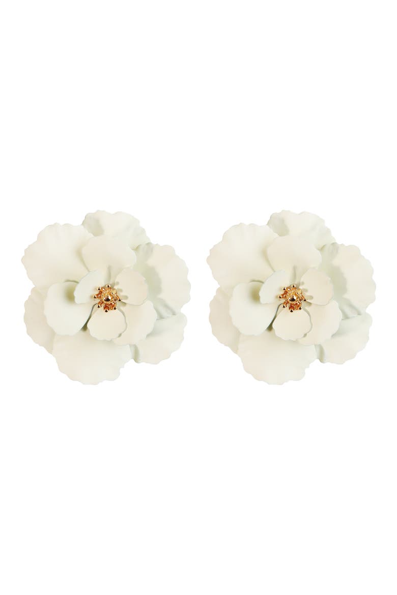 Flower Earrings, Main, color, WHITE