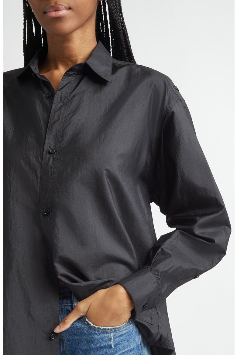 The Keegan Relaxed Boyfriend Button-Up Shirt, Alternate, color, BLACK