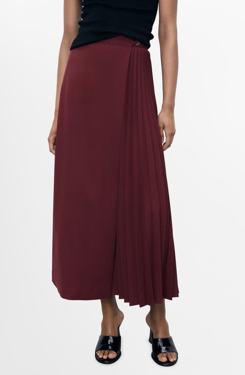 Pleated Crossover Maxi Skirt