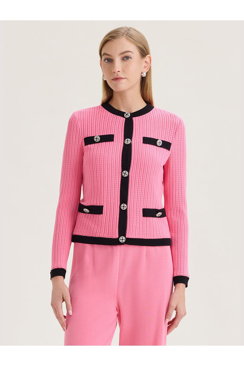 Heritage Eyeleted Recycled Knit Jacket, Alternate, color, Pink