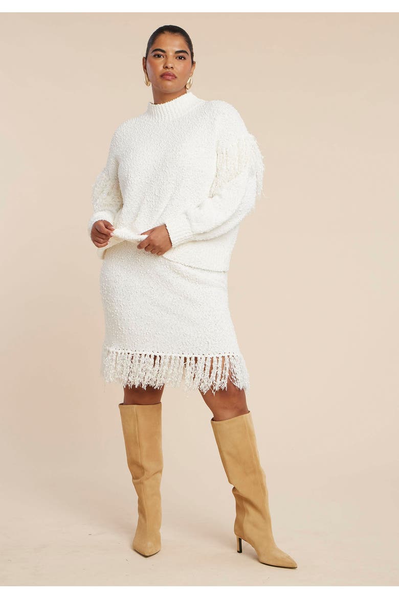 Looped Fringe Sweater Mini Skirt, Alternate, color, JET STREAM