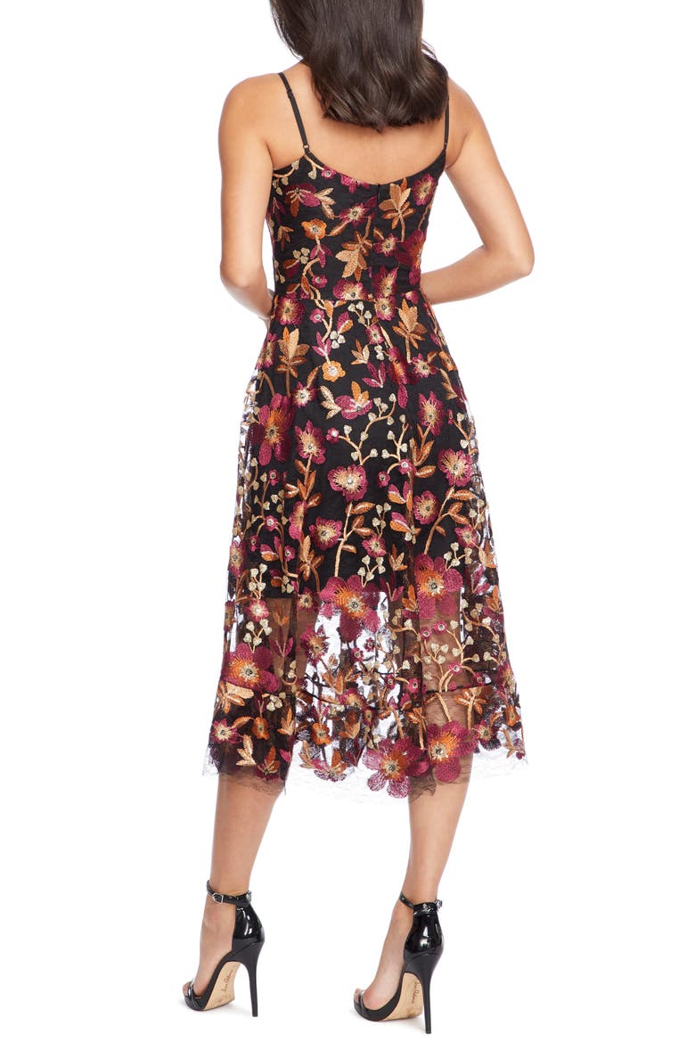 Uma Floral Embroidered Lace Dress, Alternate, color, MAROON/BLACK MU