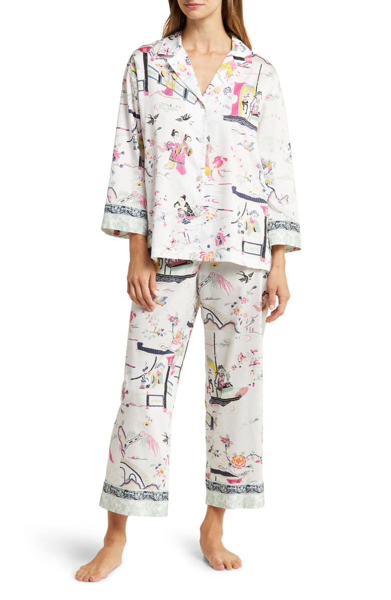 Natori Kana Print Cotton Sateen Pajamas, Main, color, 