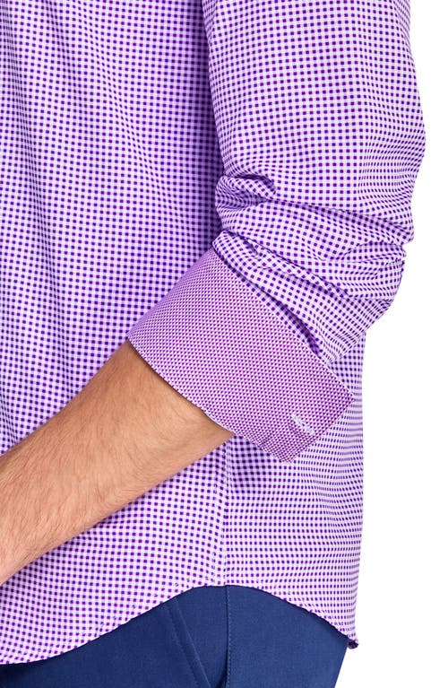 Construct Micro Plaid Woven Long Sleeve In Lilac