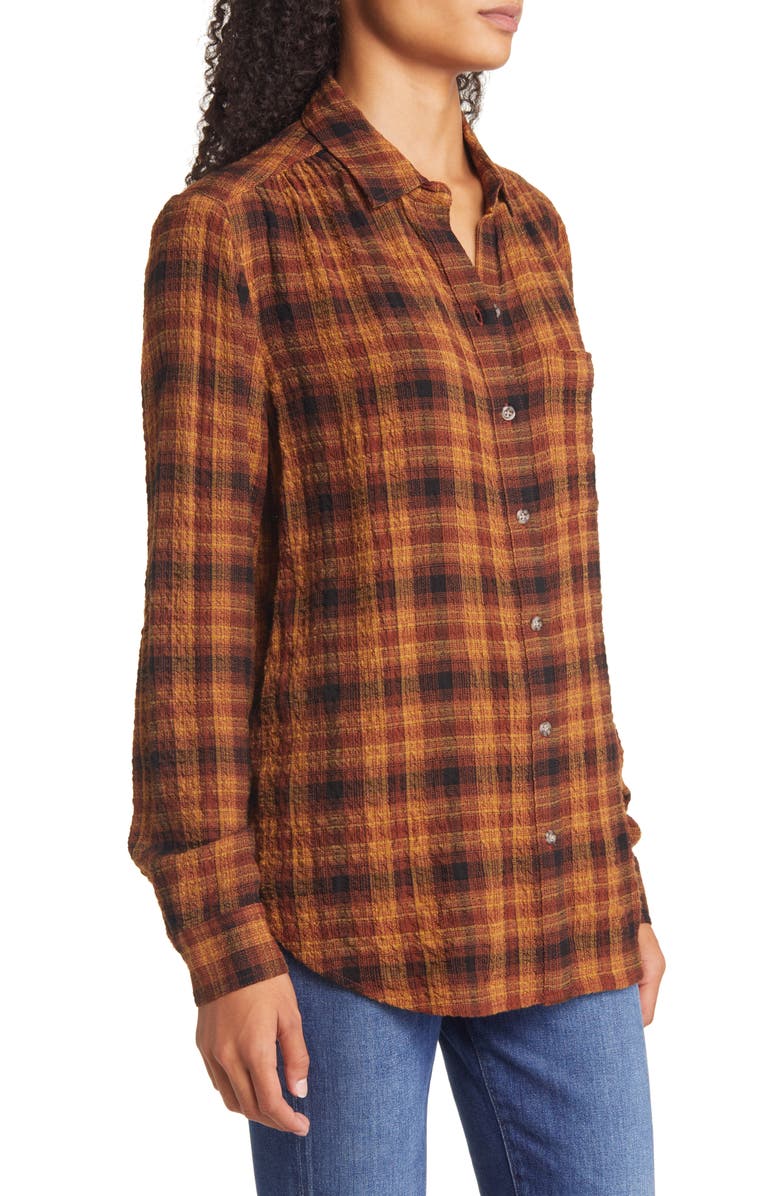 beachlunchlounge Plaid Button-Up Shirt, Alternate, color, 