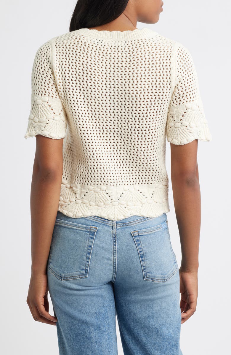 VERO MODA Sandia Open Stitch Organic Cotton Blend Cardigan, Alternate, color, Birch