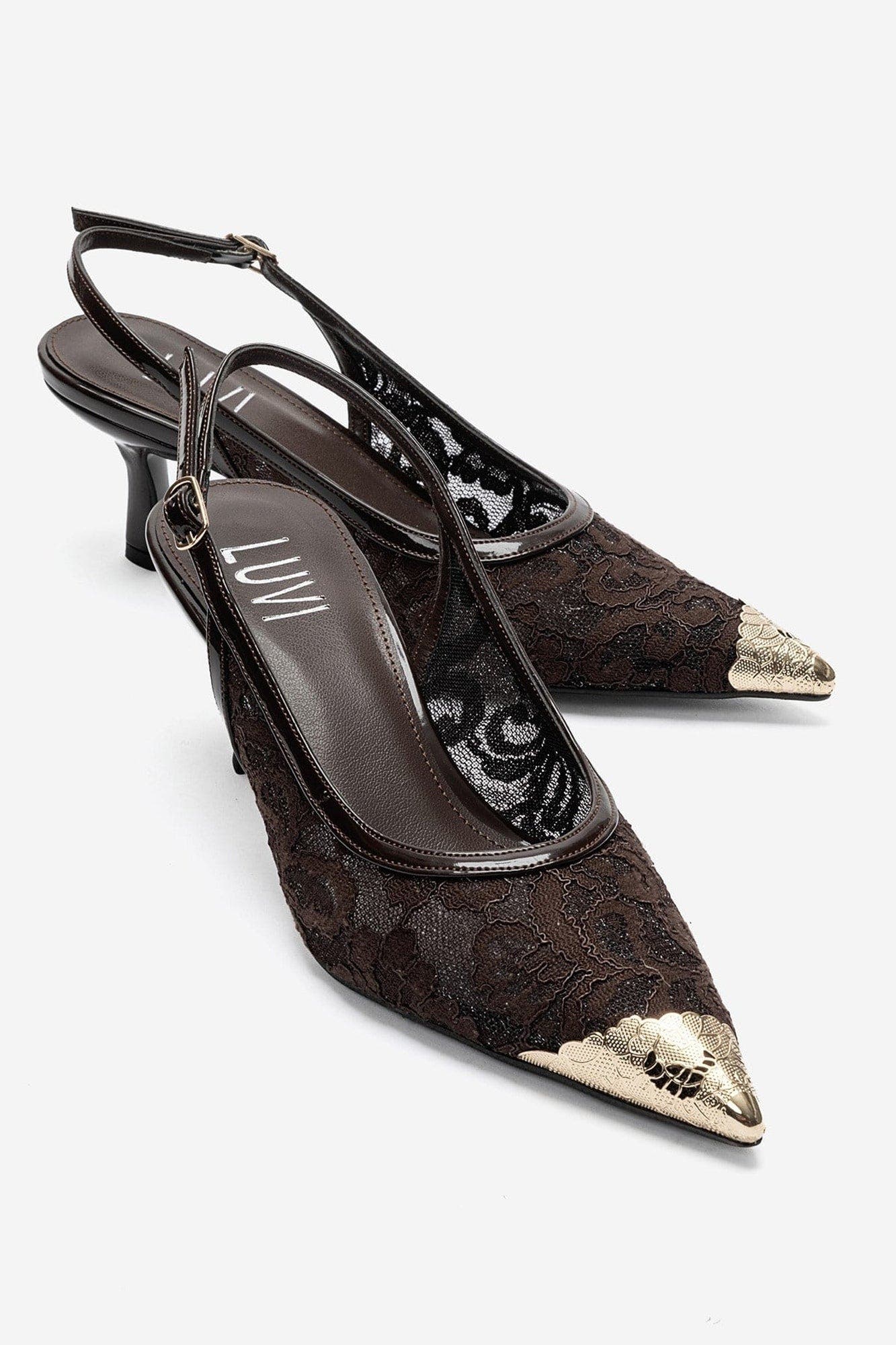Clem Lace Slingback Pump, Alternate, color, Brown
