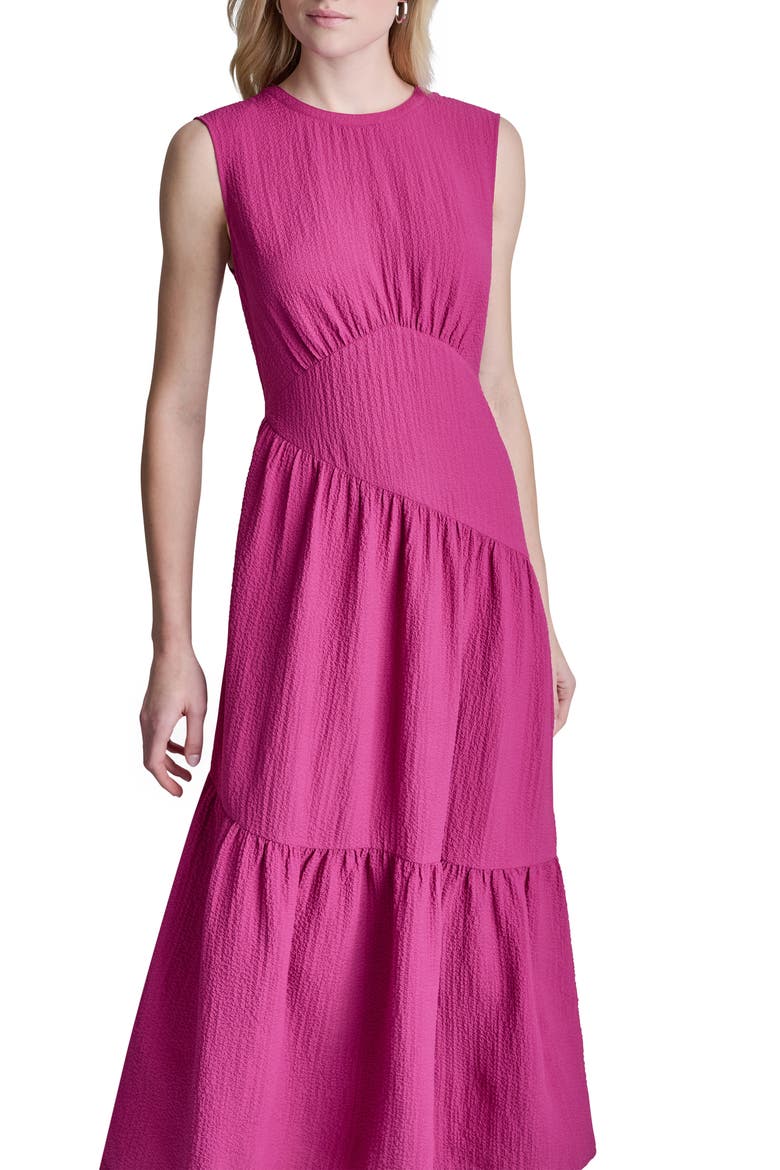Sleeveless Crinkled Gauze Tiered Maxi Dress, Alternate, color, AFRICN VIOLET
