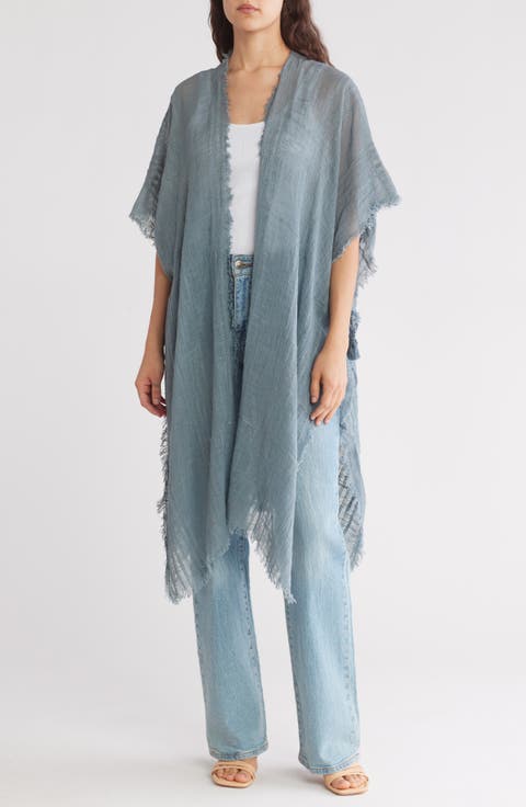 Textured Weave Open Front Duster