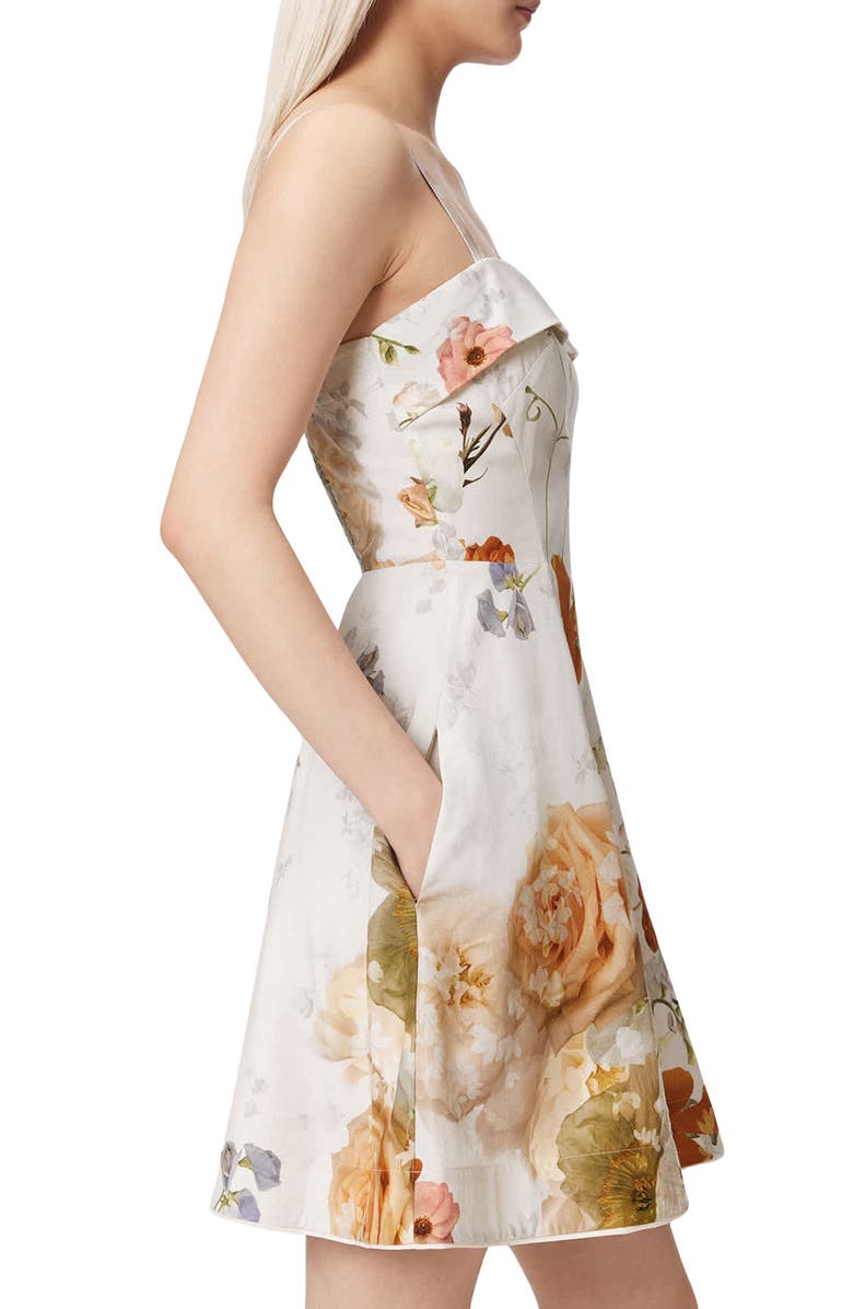 AllSaints Char Floral Print Minidress, Alternate, color, Haze White