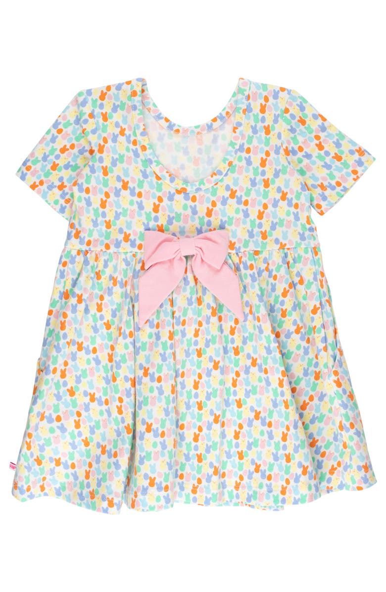 RuffleButts Knit Short Sleeve Twirl Dress, Alternate, color, Hoppy Eggs