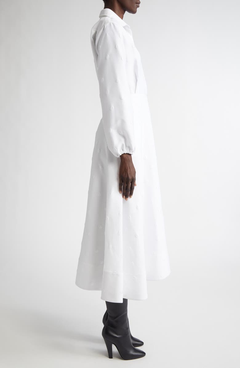 Brandon Maxwell Maggie Polka Dot Long Sleeve Jacquad Shirtdress, Alternate, color, 