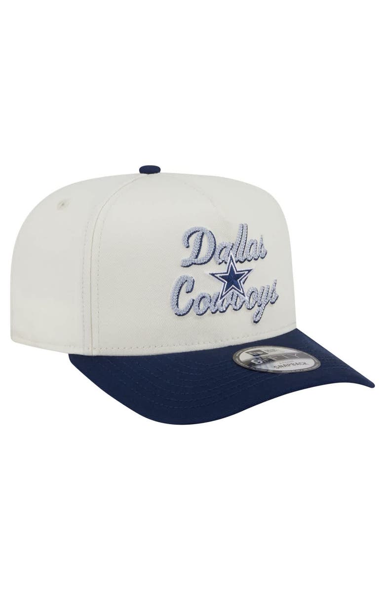 New Era Men's New Era Cream/Navy Dallas Cowboys Chainstitch A-Frame 9FIFTY Adjustable Hat, Alternate, color,