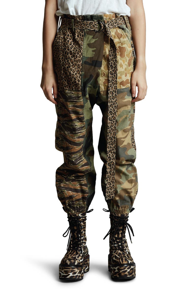 Mixed Print Paperbag Pants, Main, color, MULTI CAMO