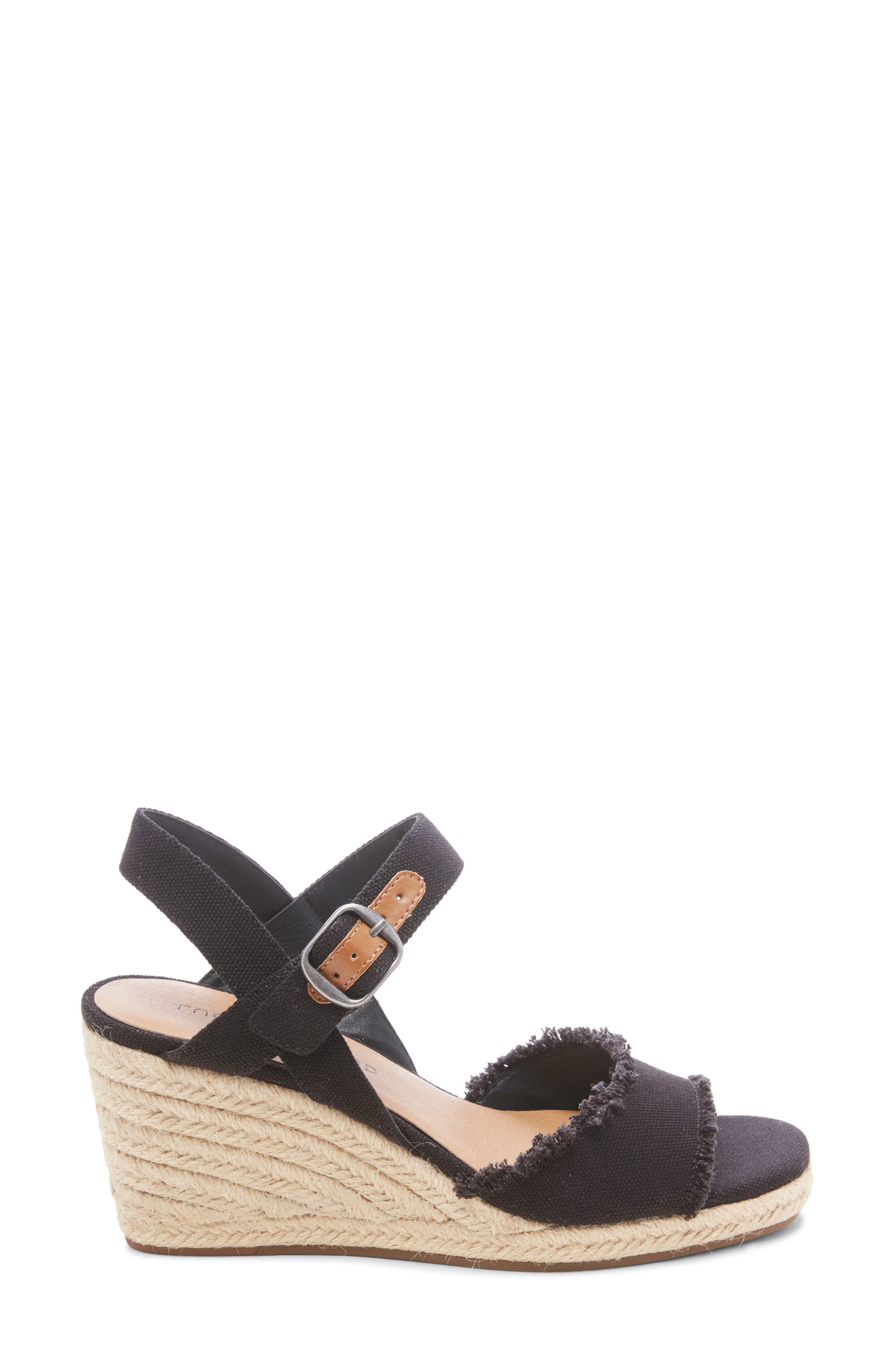Lucky Brand Mindra Espadrille Wedge Sandal, Alternate, color, Black Fabric