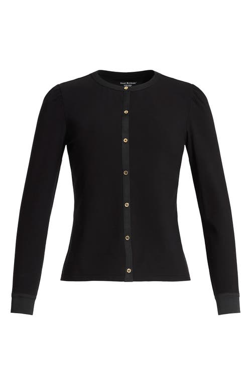 Isaac Mizrahi New York Button Detail Knit Top in Black  product