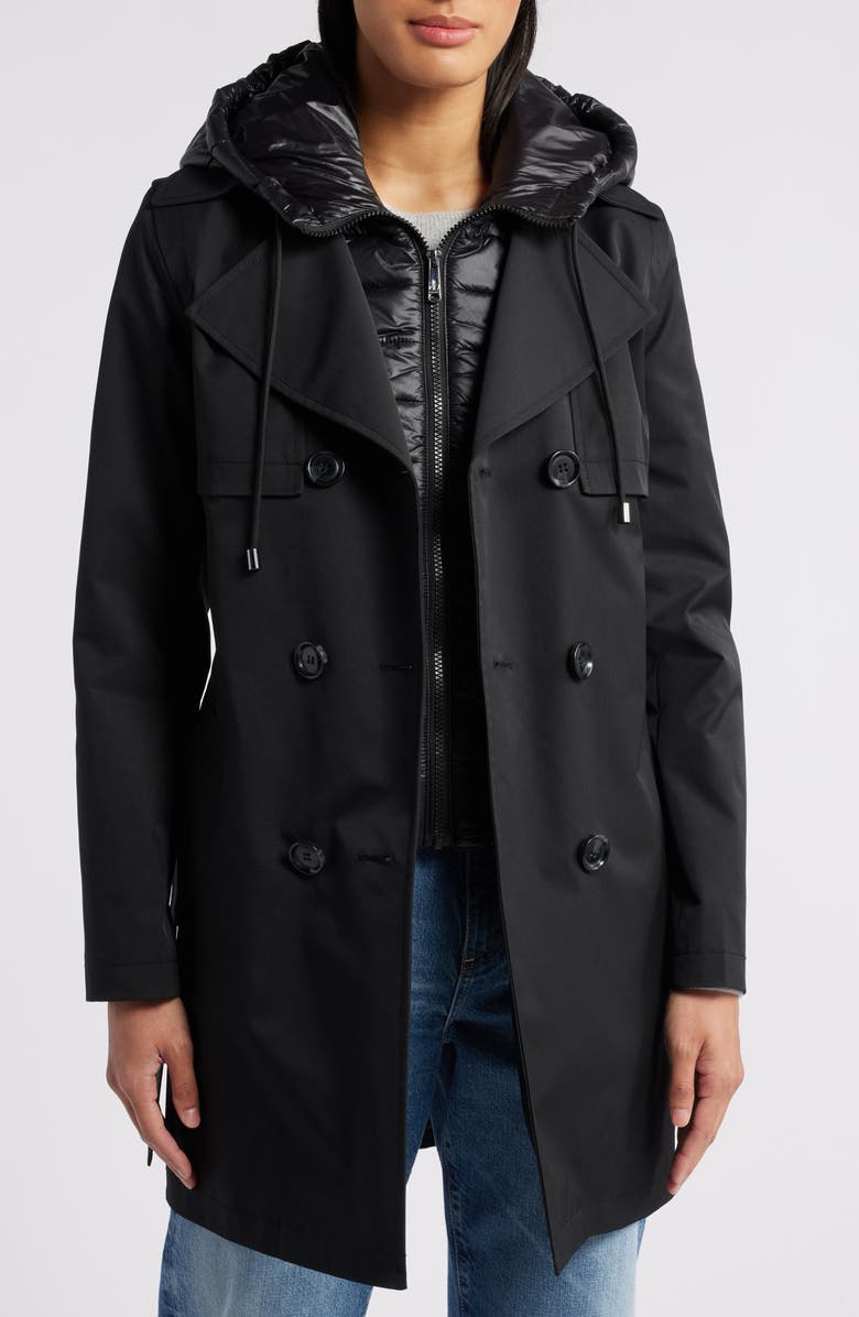 Sam Edelman Double Breasted Trench Coat with Removable Hooded Bib, Alternate, color,