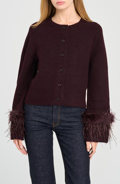 x Rose Lola Prince Feather Trim Cardigan