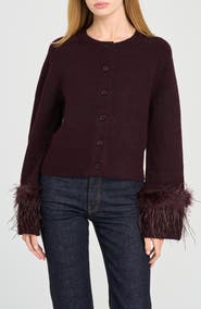 WAYF x Rose Lola Prince Feather Trim Cardigan