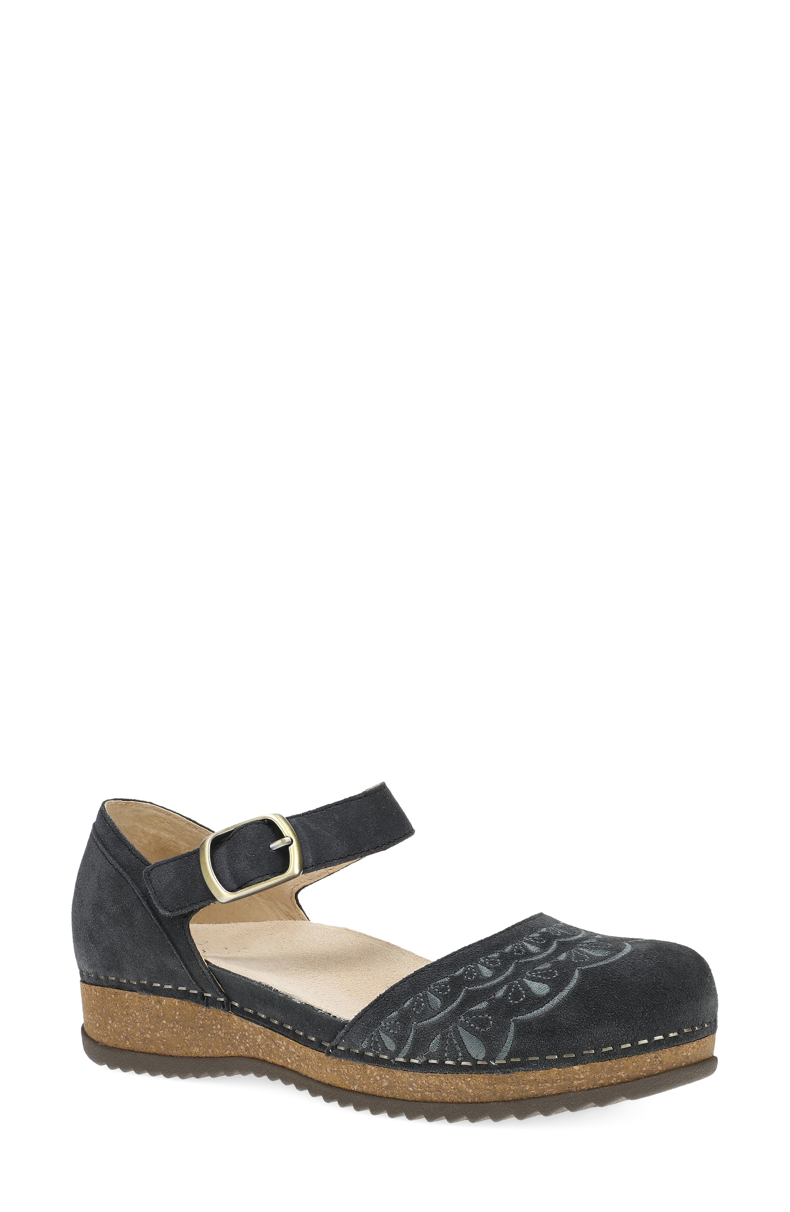  Charcoal Embroidered Suede