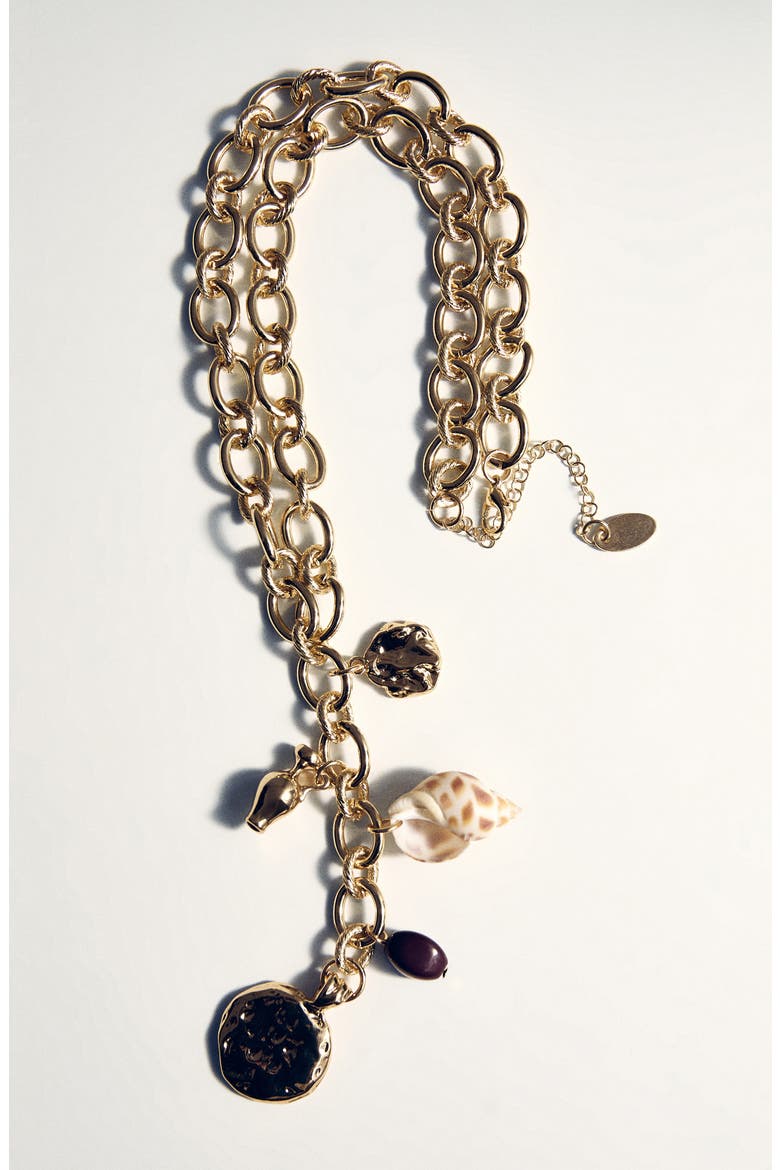 Mixed Bead Pendant Necklace, Alternate, color, GOLD