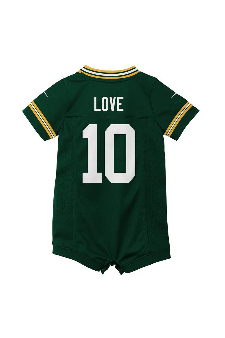Newborn Nike Jordan Love Green Green Bay Packers Romper Game Jersey, Alternate, color, Green