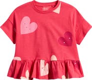 NEXT Kids' Heart Peplum Cotton Graphic T-Shirt