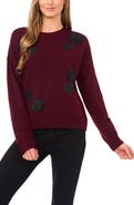CeCe Floral Appliqué Sweater