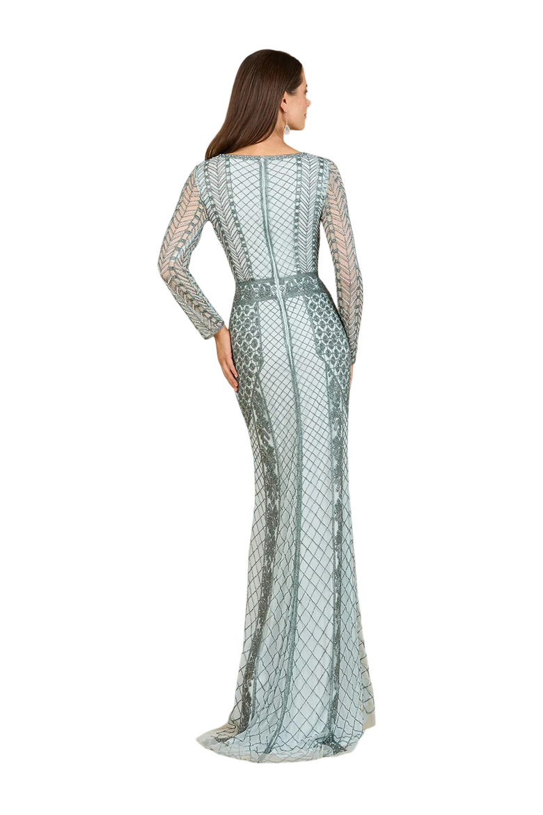 Long Sleeve Beaded Dress, Alternate, color, LightBlue