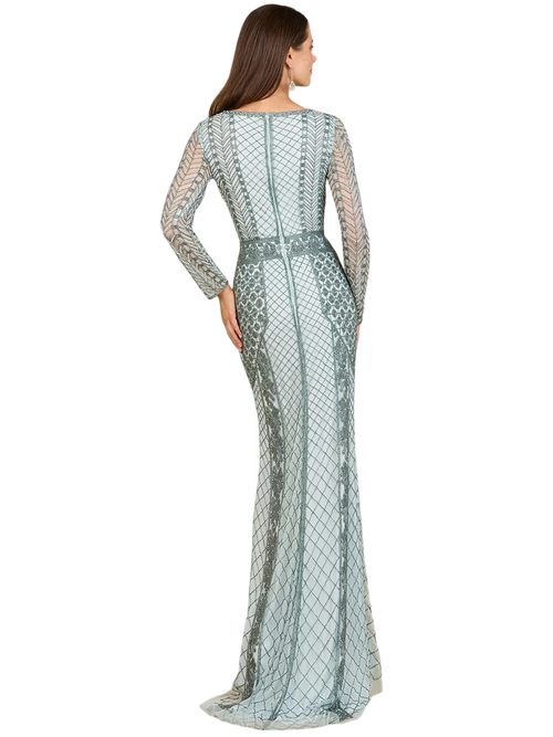 Lara New York Long Sleeve Beaded Dress In Blue