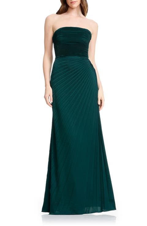 Kinley Accordion Pleat Strapless Evening Gown